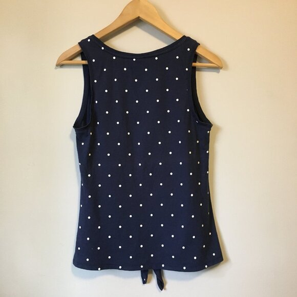 Cute Polka Dot Tie Hem Button Collar Cotton Tank Top - Picture 2 of 15